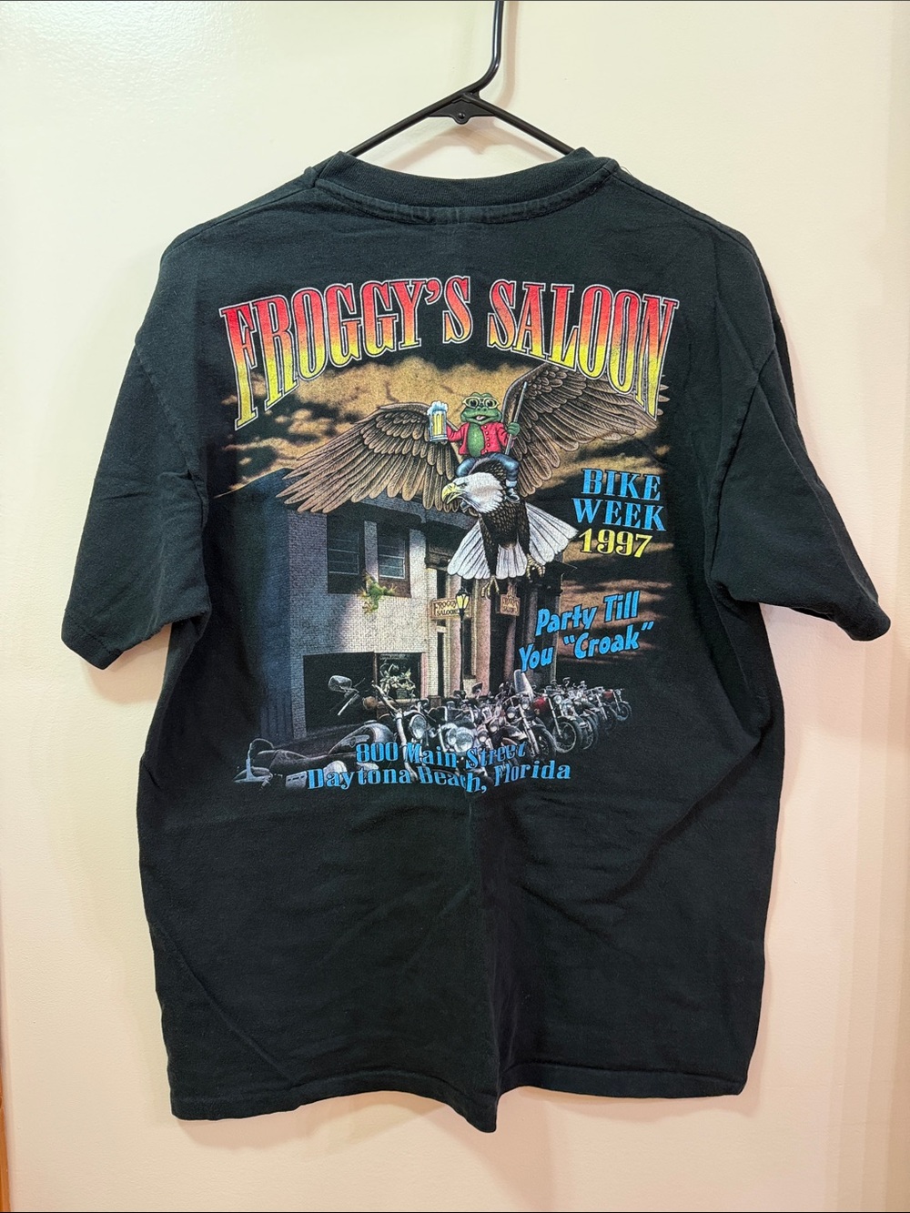 Vintage 1997 Froggys Saloon Bike Week Single Stitch T Shirt Large